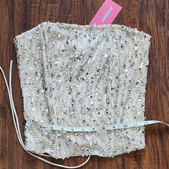 Edikted Silver Sequin Corset Top - Picture 1 of 5
